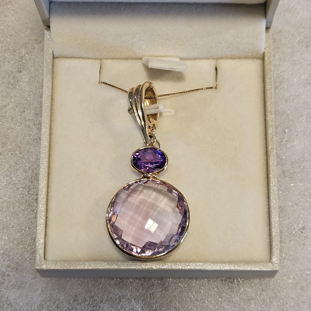 Elegant Purple and Gold Swarofski Crystal Pendant Necklace